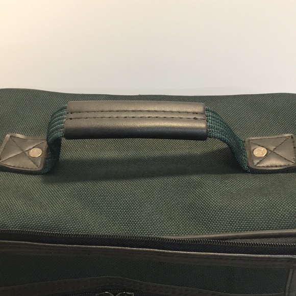 Leisure International train case hunter green zipper with mirror, handle - Picture 3 of 8